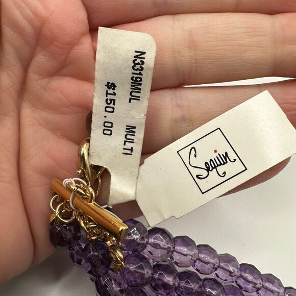 WITH TAG Sequin multi-strand beaded necklace with pearls! - Picture 12 of 16